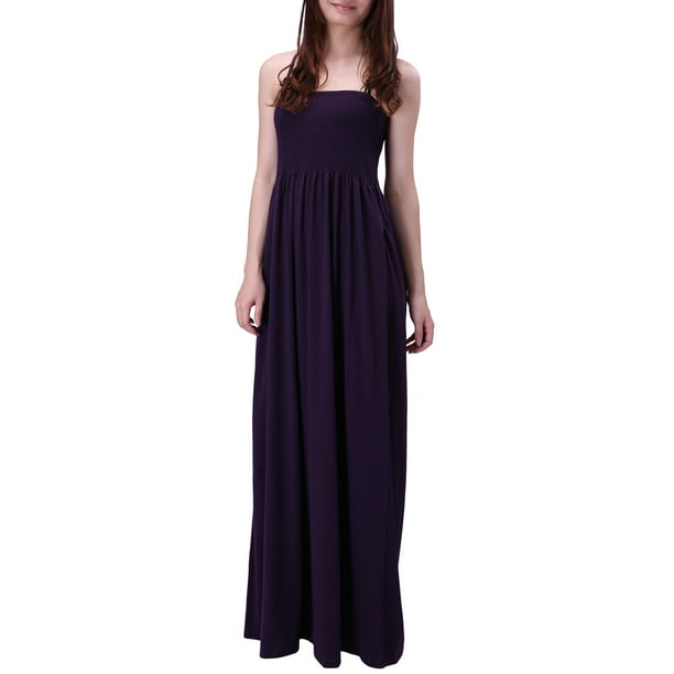 Women's Strapless Maxi Dress Plus Size Tube Top Long Skirt Sundress Party Dress